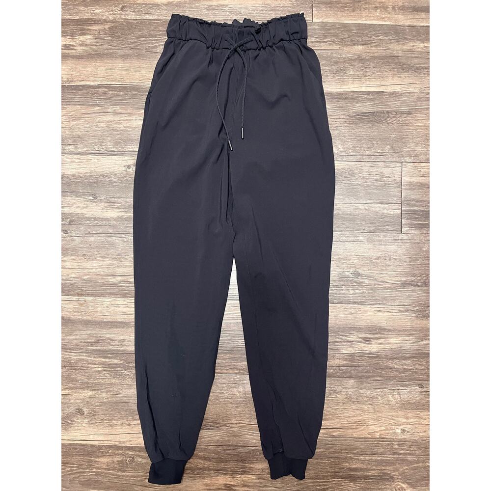 Lululemon Stretch High Rise Jogger Pants Full Length Black Luxtreme 4 Lounge - Picture 2 of 5